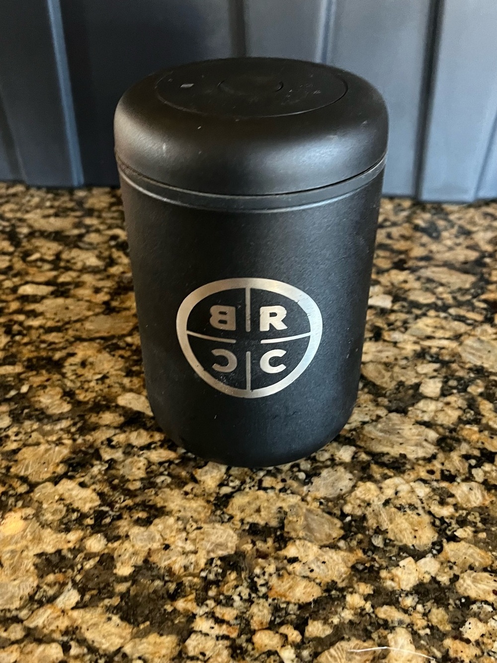 Black Stainless Steel Coffee Canister with Silver Logo - BRC Brand